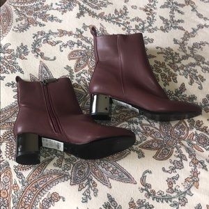 Topshop metallic heal maroon bootie